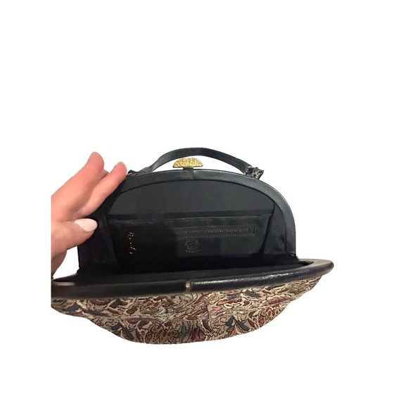 Vtg Floral Tapestry Bag Frame Clamshell Purse L&M Bags by Spotlite c. 1950 - Picture 5 of 10